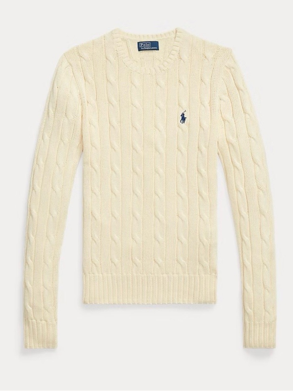 NWT Ralph Lauren Cream Cable-Knit Crewneck Sweater parchment cream color, size M - Picture 8 of 9